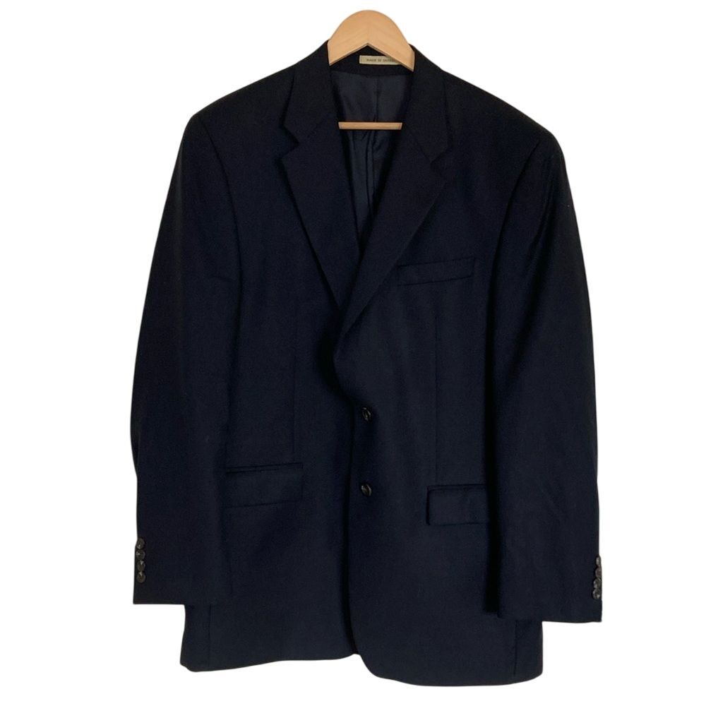 Lauren Ralph Lauren Mens Navy Blue Wool Blazer Two Button Sport Coat Canada Made